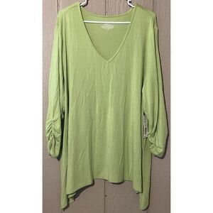 Investments Essentials Ladies Plus Size‎ 3X Green Blouse New With Tags